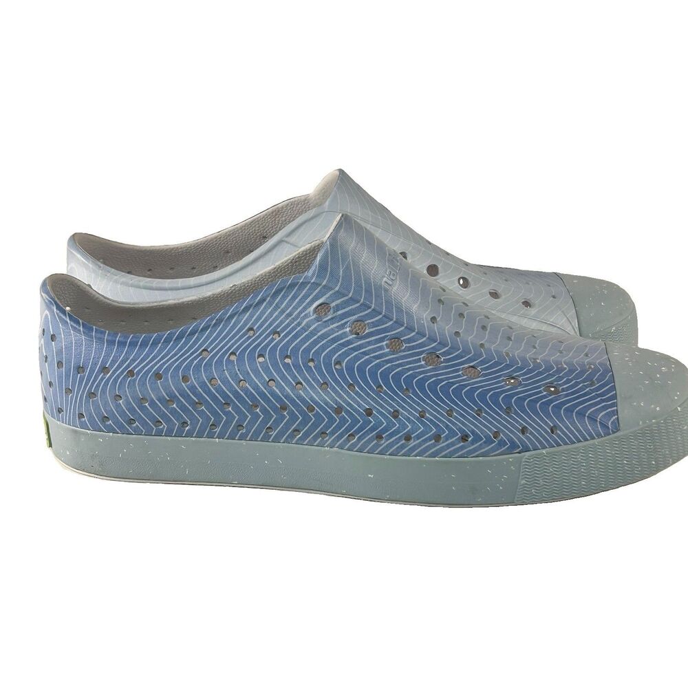 Native Jefferson Bloom Print Light Blue Slip on Shoes Men's Size 11